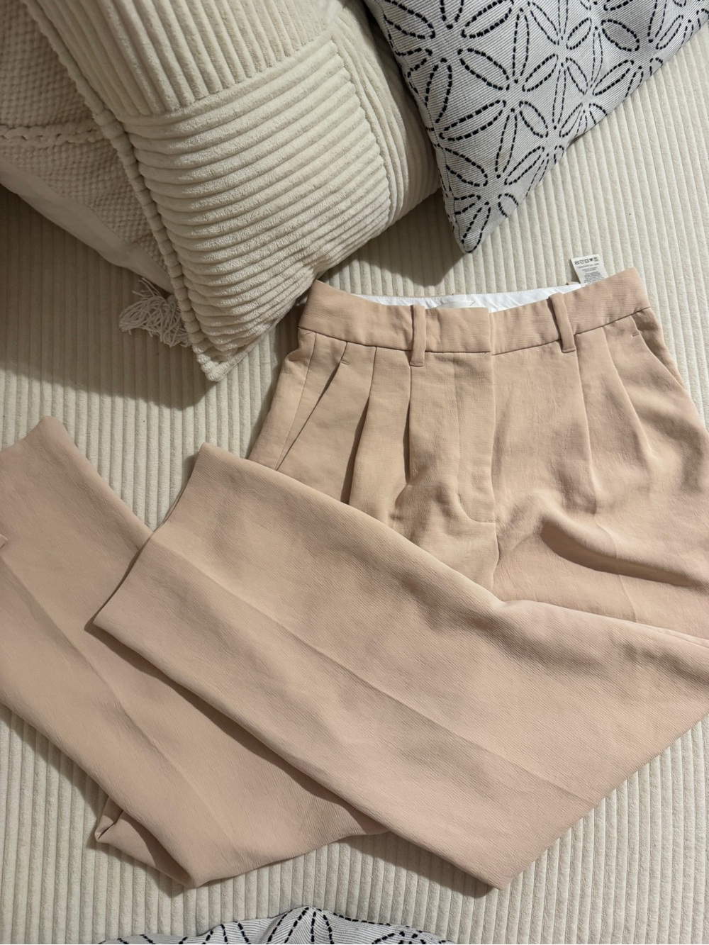 Aritzia Tailored High-Rise Pleated Trousers - Cream
